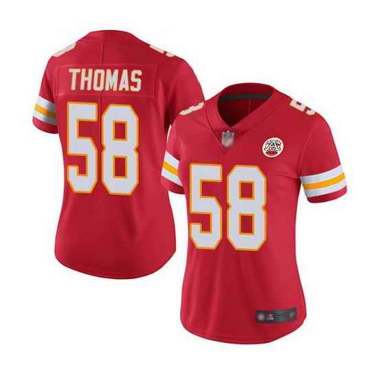 Women Kansas City Chiefs 58 Derrick Thomas Red Vapor Stitched Jersey